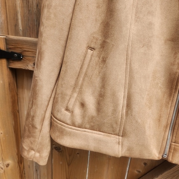Old Navy *NEW Plus Size Faux Suede Tan Camel  Moto Jacket Size XXL - Picture 7 of 13